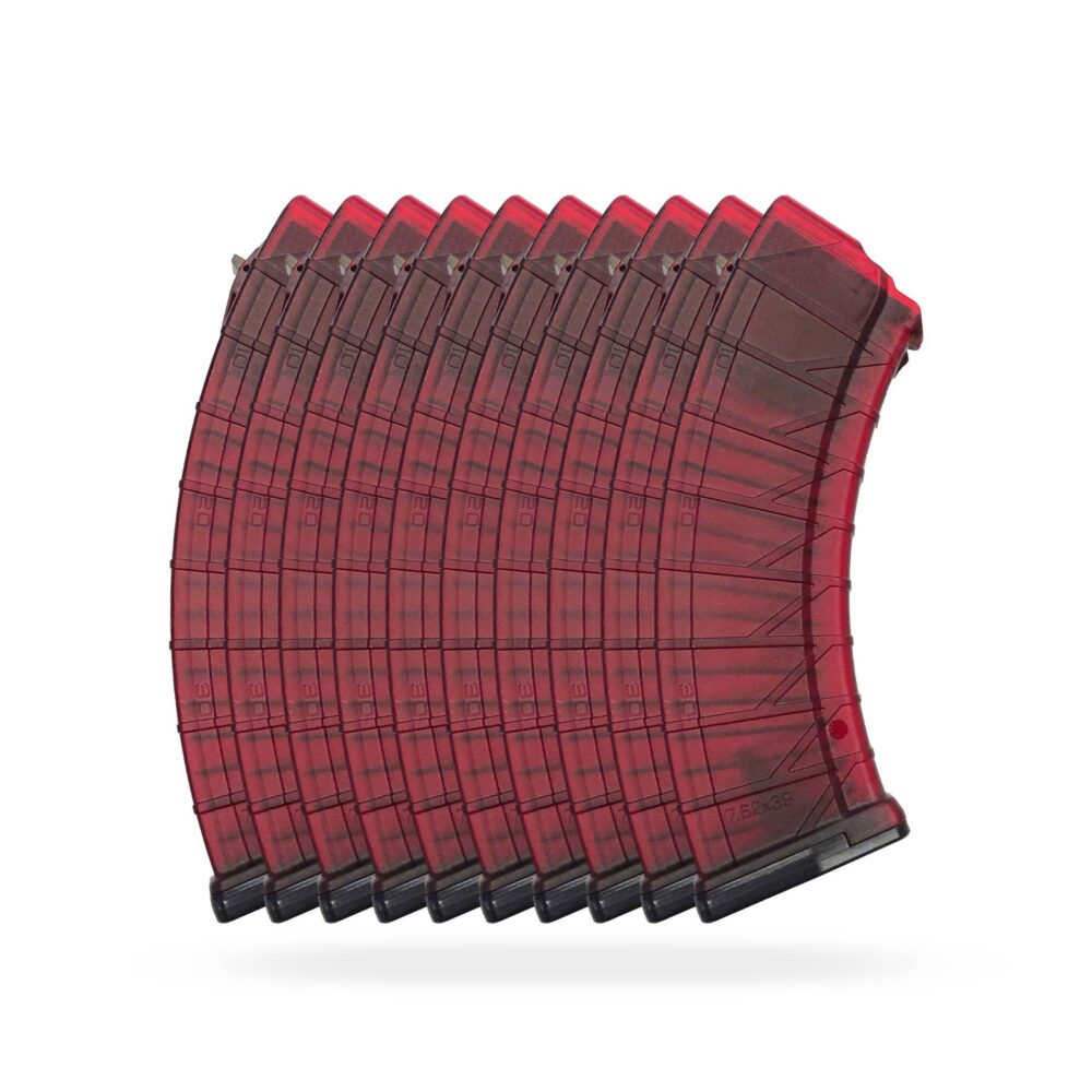 30 Round 7.62x39mm AK Magazine Red - 10 Pack 30 Round 7.62x39mm AK Magazine Red - 10 Pack