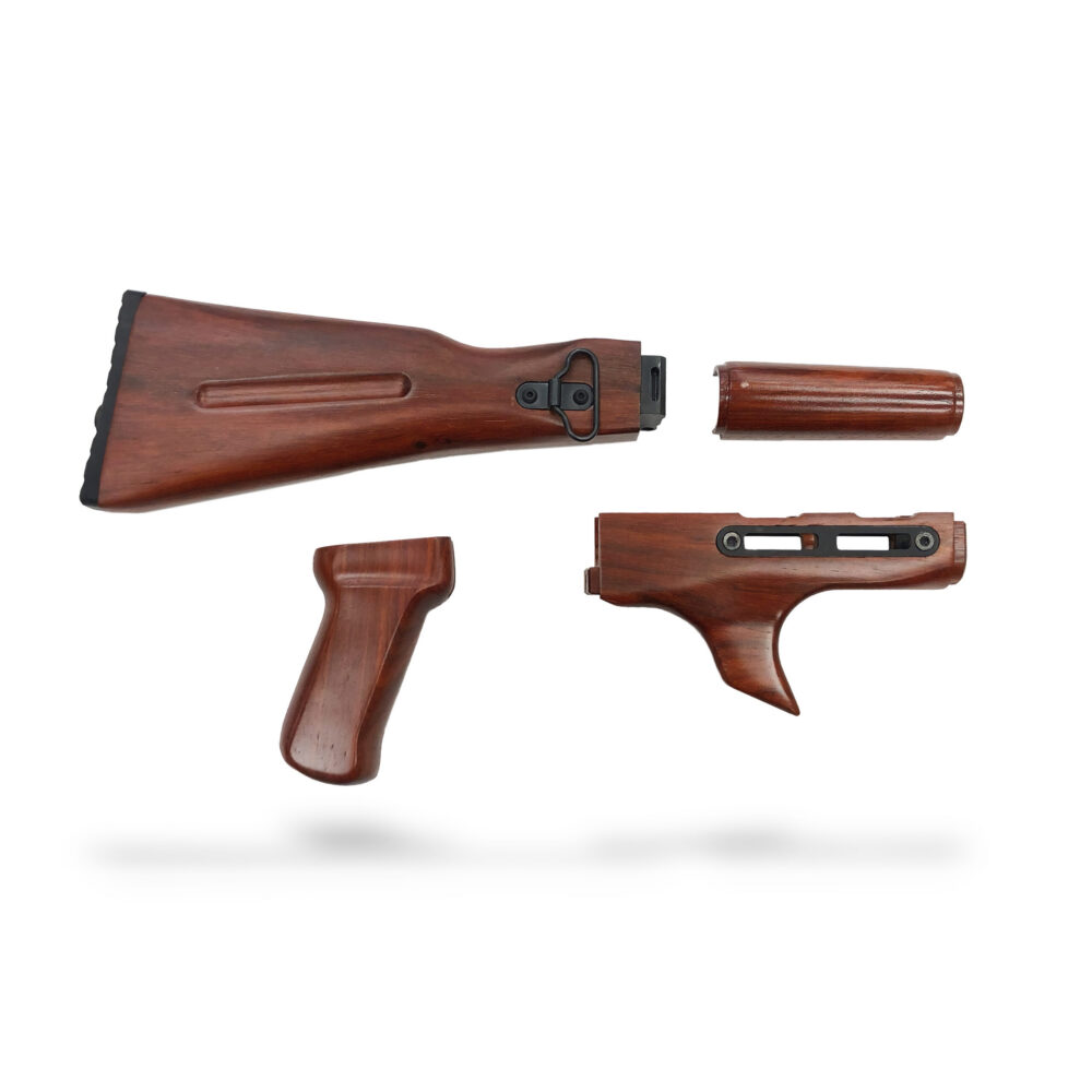 AKM Folding Wood Stock Sharkfin Set - Exotic Padauk