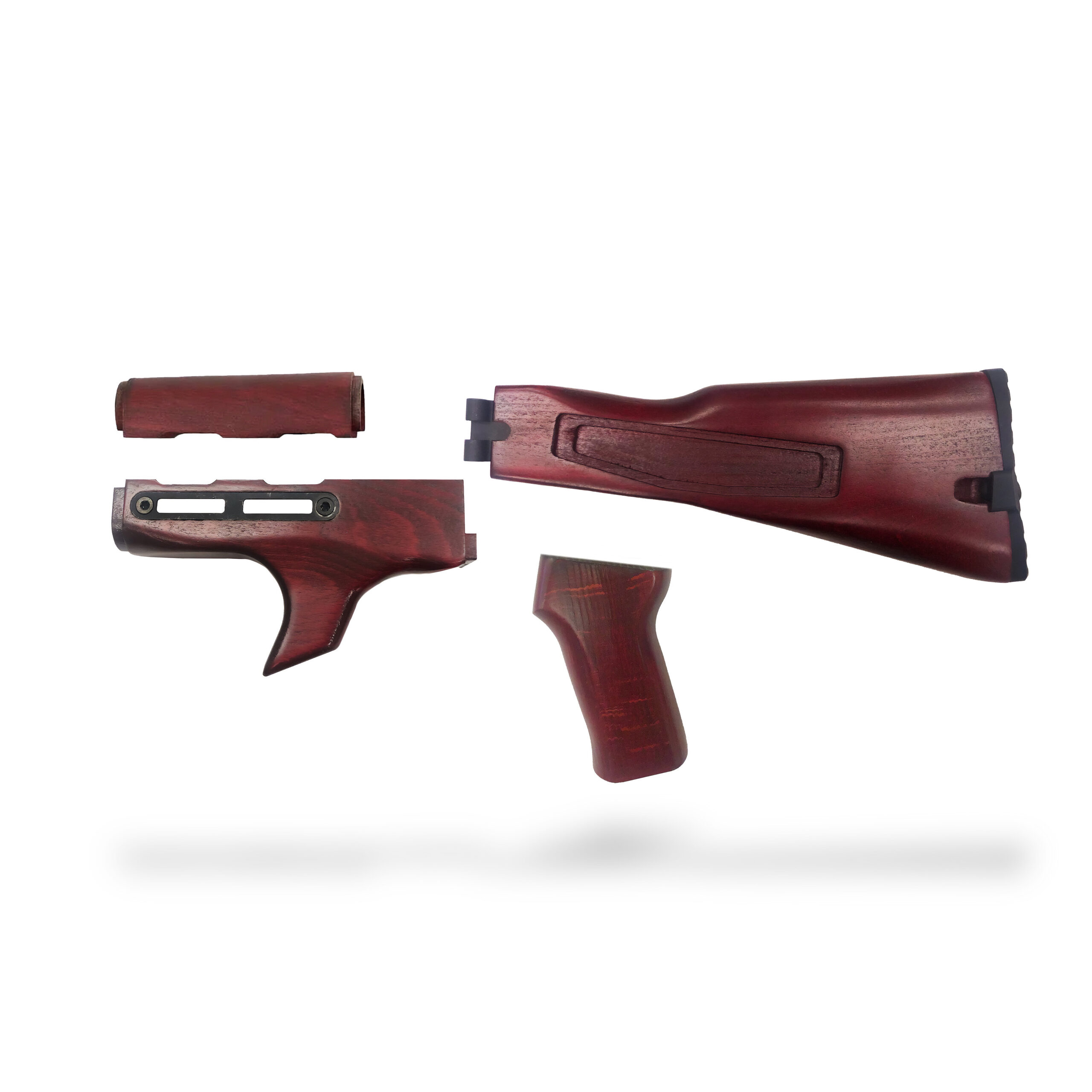 Traditional Side-Folding Wood Stock Set (Shark Fin) - Russian Red Traditional Side-Folding Wood Stock Set (Shark Fin) - Russian Red