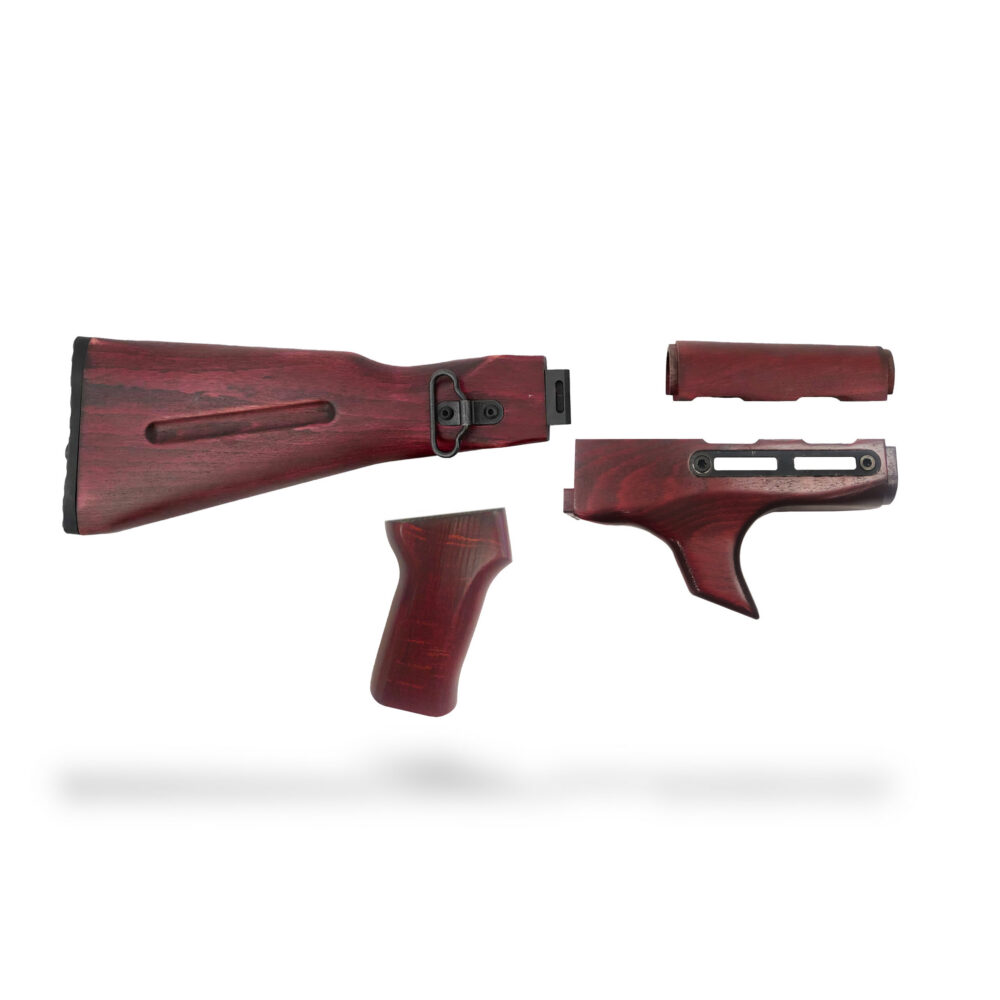 Traditional Side-Folding Wood Stock Set (Shark Fin) - Russian Red Traditional Side-Folding Wood Stock Set (Shark Fin) - Russian Red