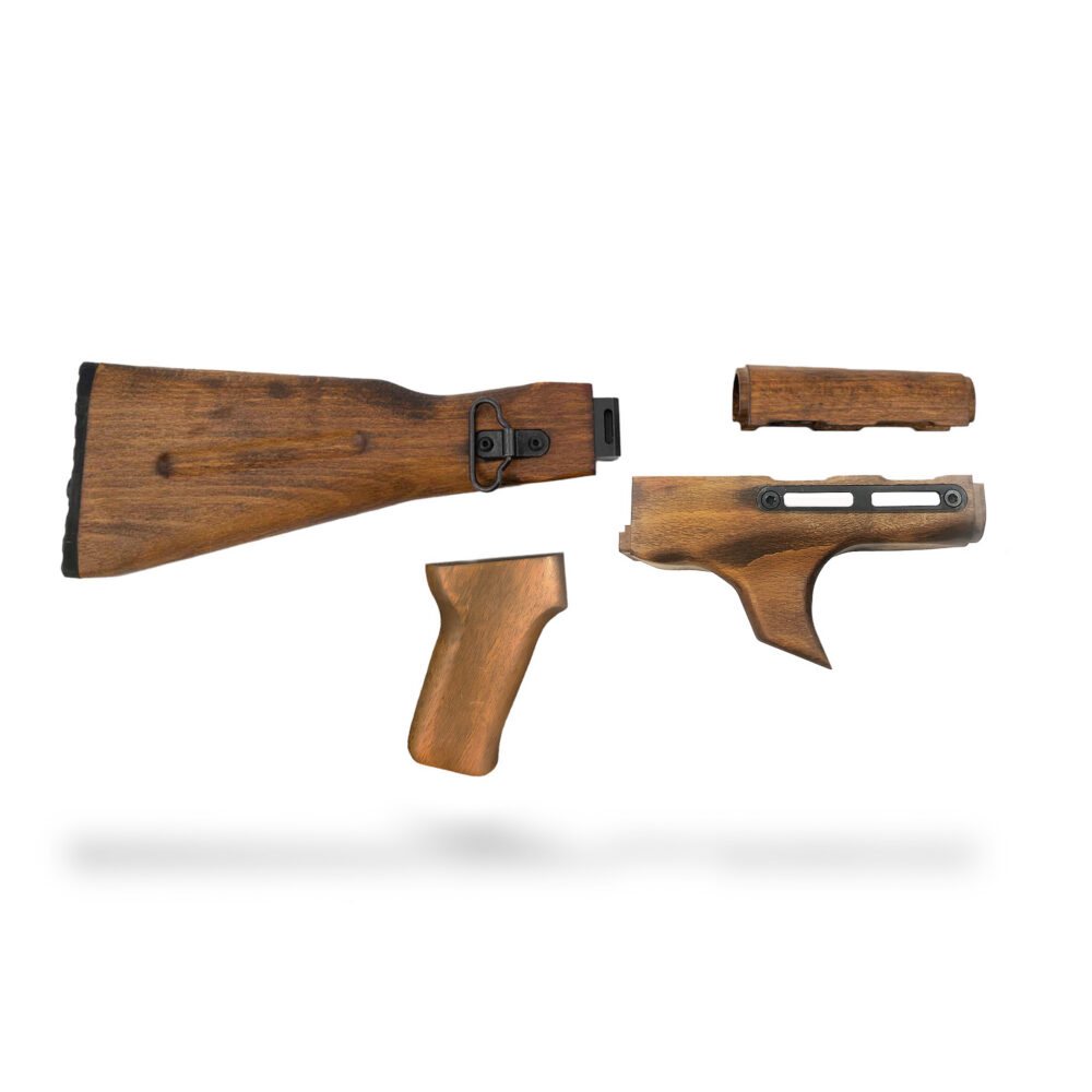 Traditional Side-Folding Wood Stock Set (Shark Fin) - Rustic Brown Traditional Side-Folding Wood Stock Set (Shark Fin) - Rustic Brown