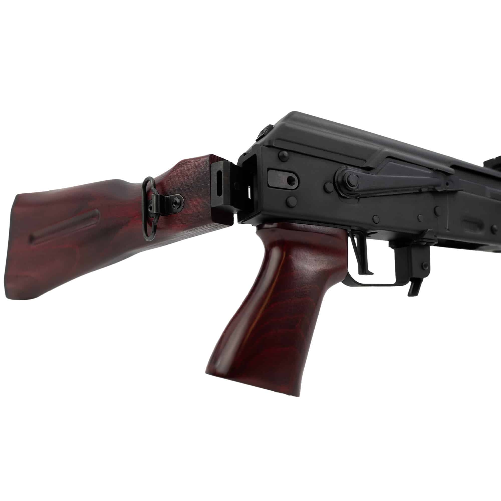Traditional Side-Folding Wood Stock Set (Shark Fin) - Russian Red Traditional Side-Folding Wood Stock Set (Shark Fin) - Russian Red