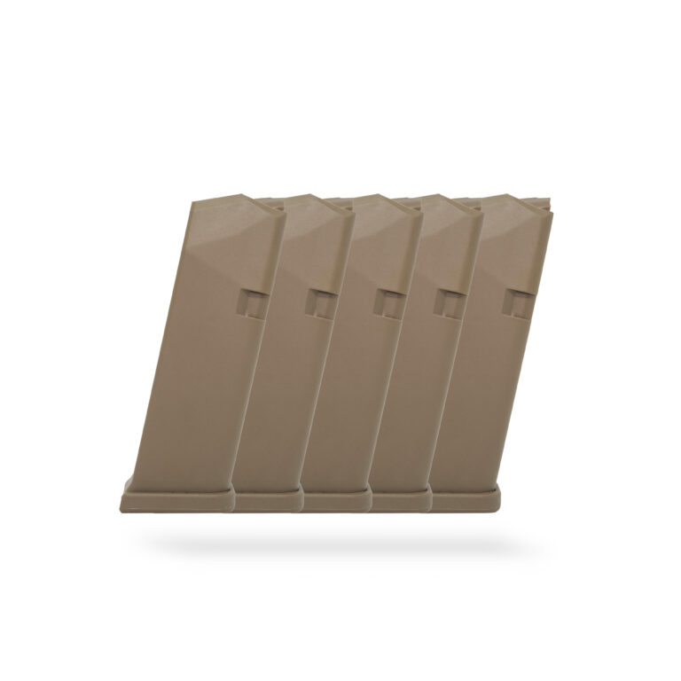 15 Round 9x19mm Glock Magazine FDE - 5 pack