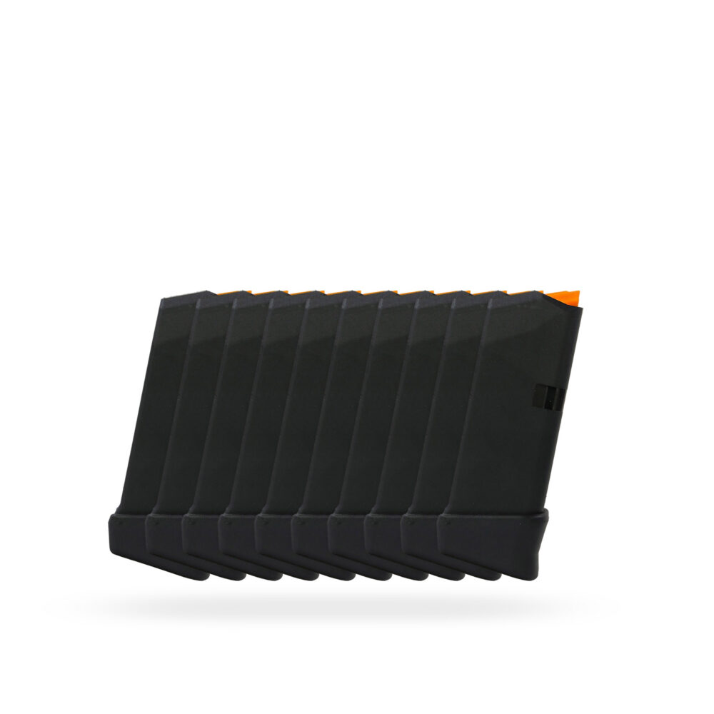 10+2 Round 9x19mm Glock Magazine With Extension Black - 10 Pack