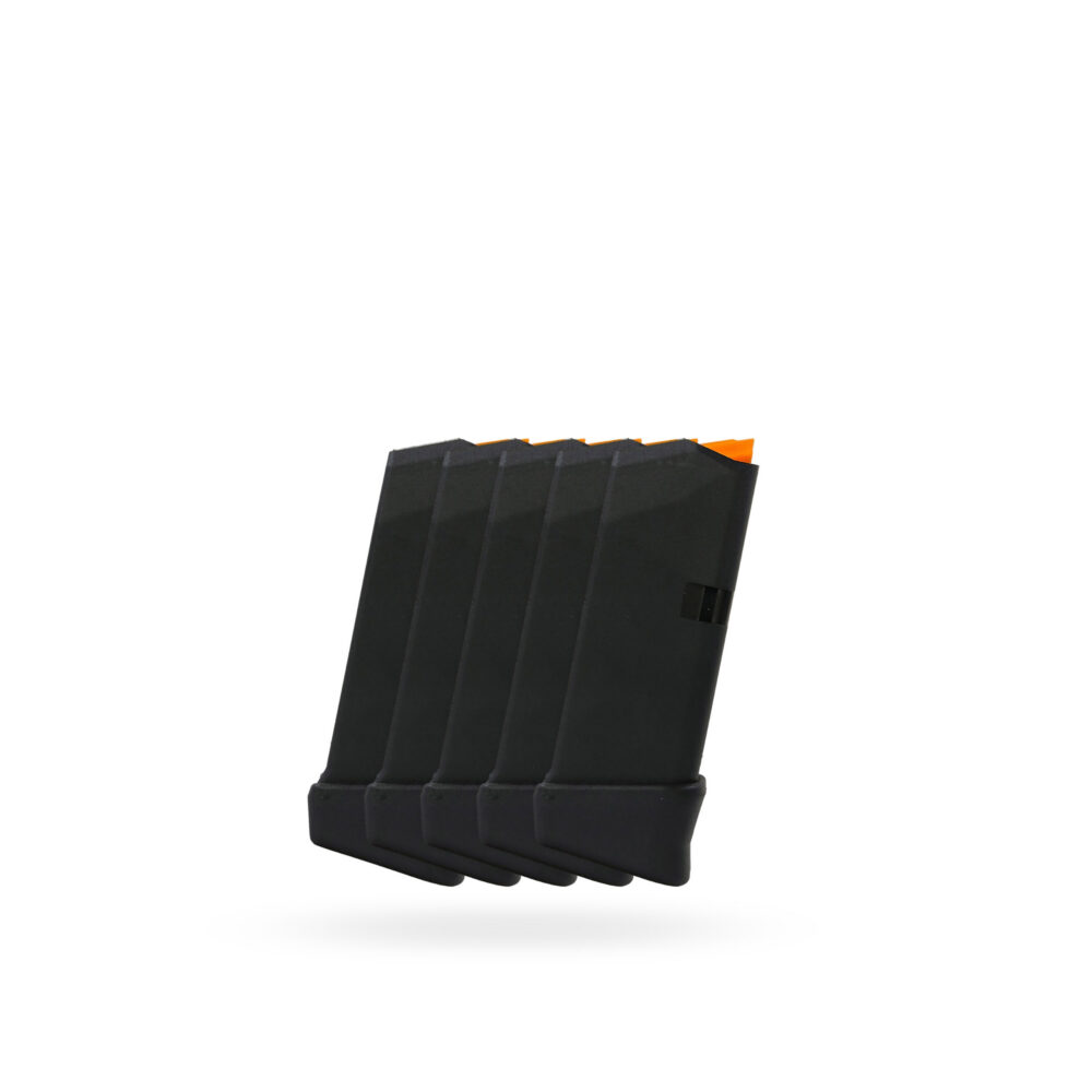 10+2 Round 9x19mm Glock Magazine With Extension Black - 5 Pack