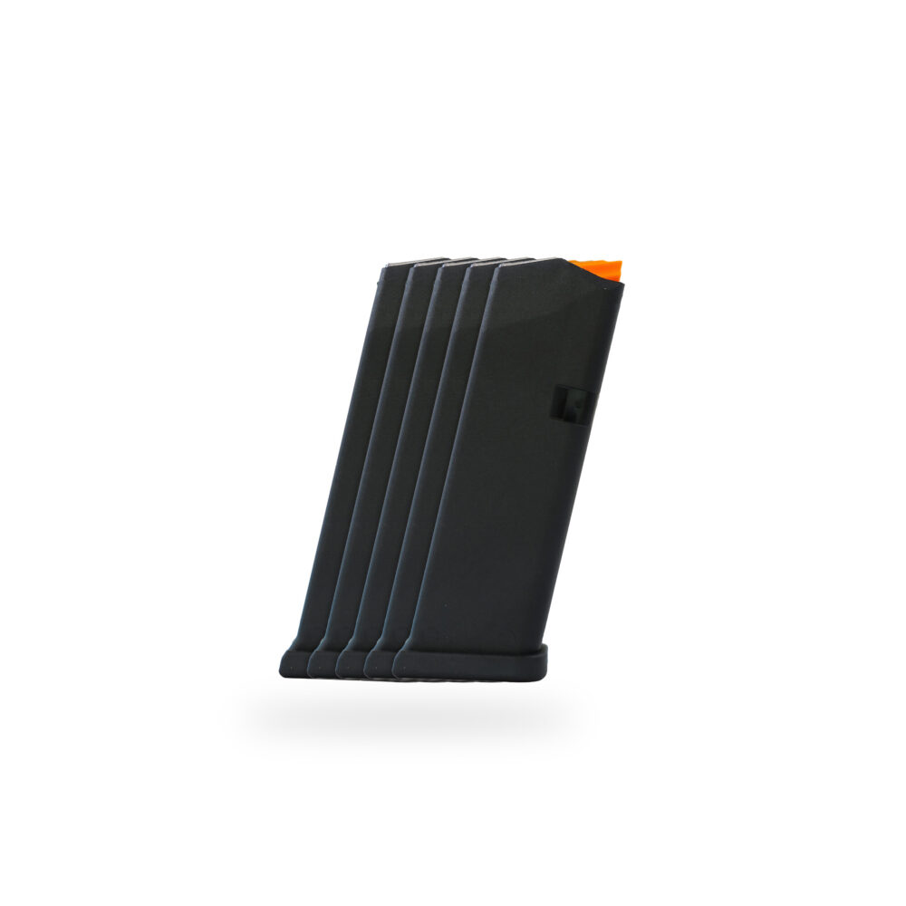 15 Round 9x19mm Glock Magazine Black / Orange - 5 Pack