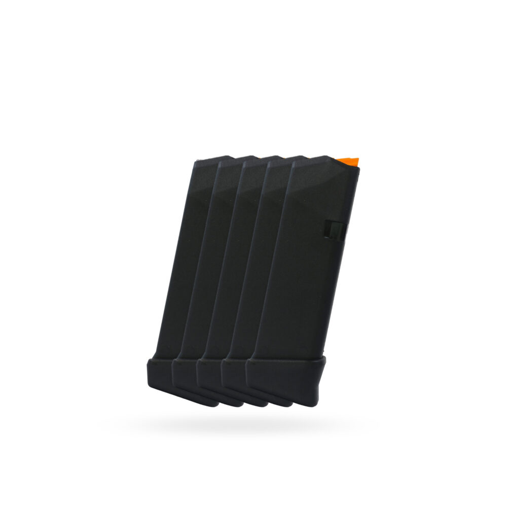 15+2 Round 9×19mm Glock Magazine With Extension Black - 5 Pack