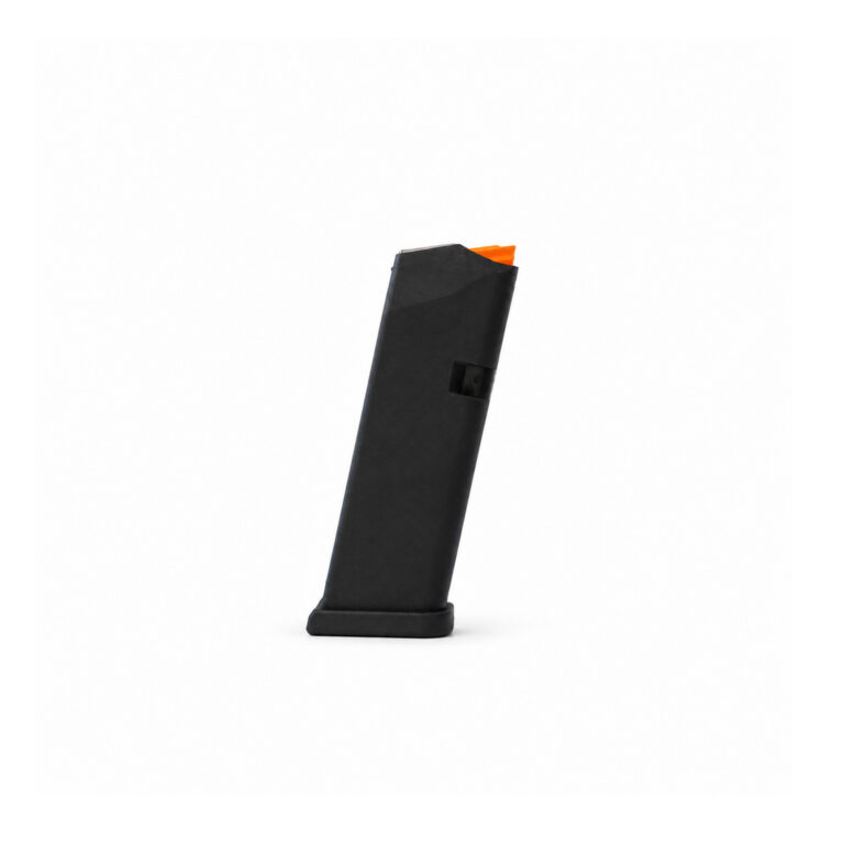 15 Round 9x19mm Glock Magazine - Black / Orange Follower